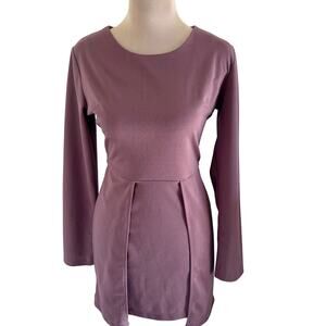 Migratory Birds Mauve Long Sleeve Paneled Short Dress Stretch Ponte Knit S